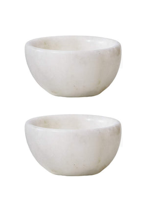 Small White Natural Marble Bowl, Set of 2
