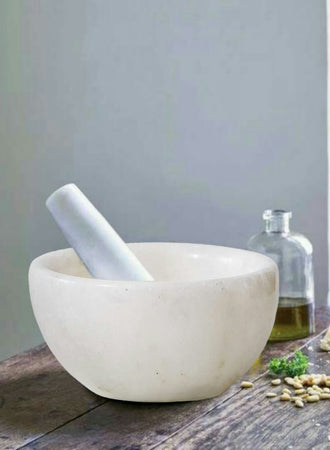 Small White Natural Marble Bowl, Set of 2