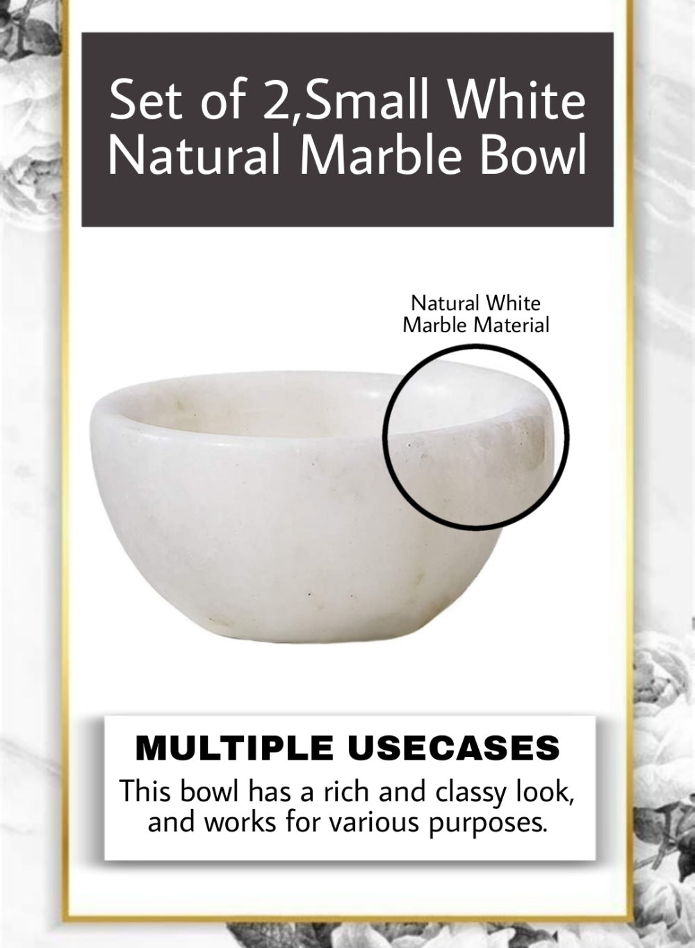 Small White Natural Marble Bowl, Set of 2