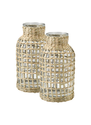 Natural Rattan Wrapped Bottle Vase, In 2 Sizes