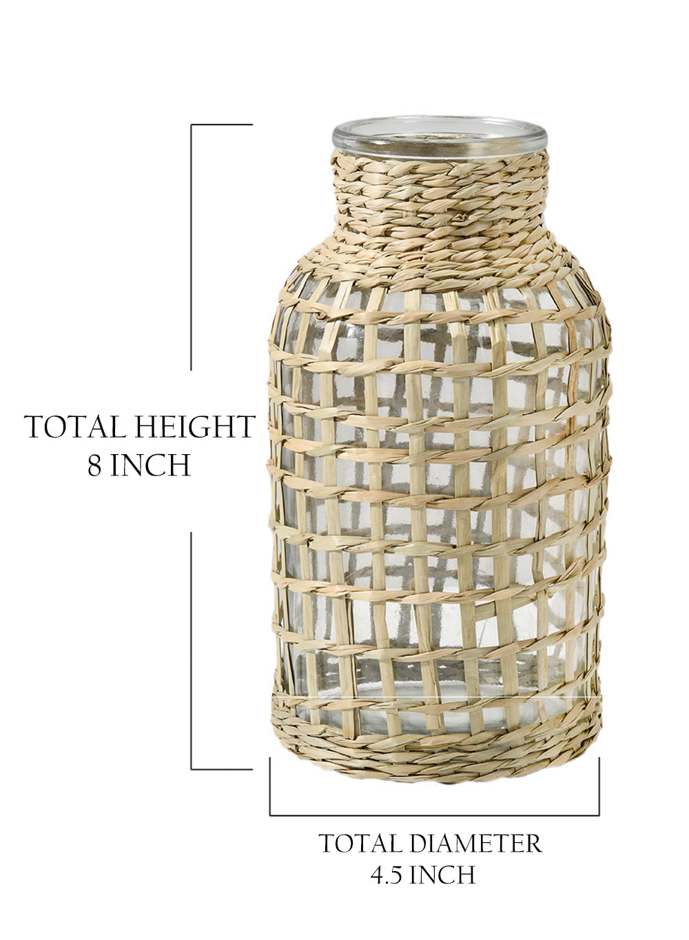 Natural Rattan Wrapped Bottle Vase, In 2 Sizes