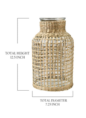 Natural Rattan Wrapped Bottle Vase, In 2 Sizes