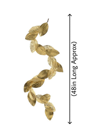 Serene Spaces Living Gold Magnolia Leaf Garland, Ornament for Holiday Décor, Measures 48" Long