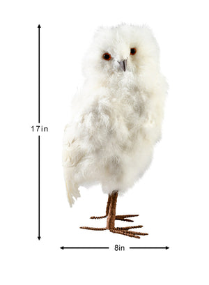 Feathered Artificial White Owl, in 2 Sizes