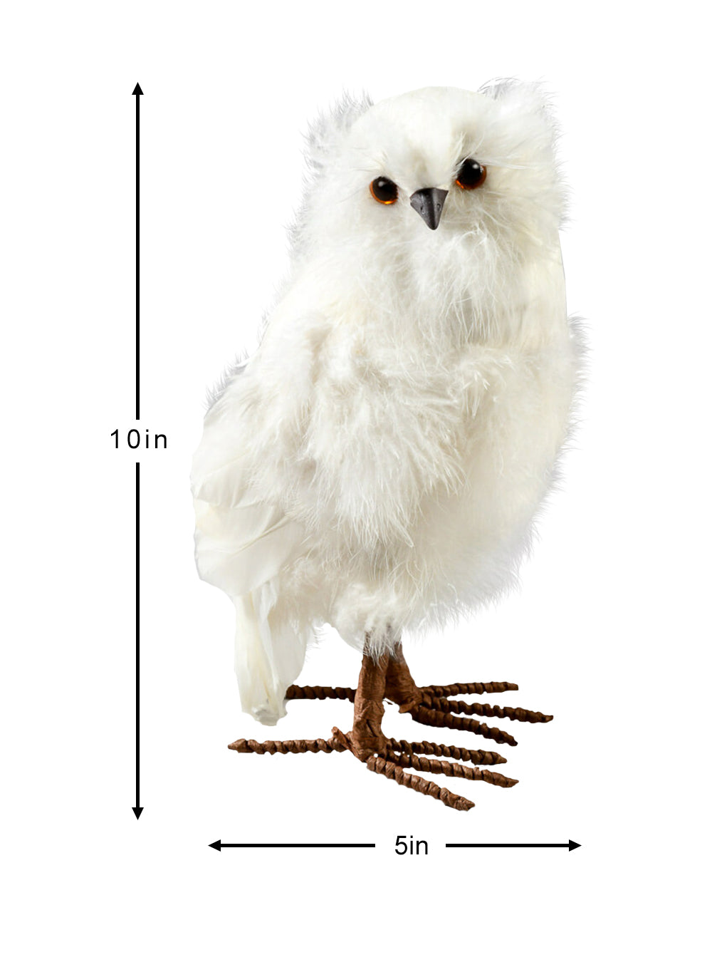 Feathered Artificial White Owl, in 2 Sizes