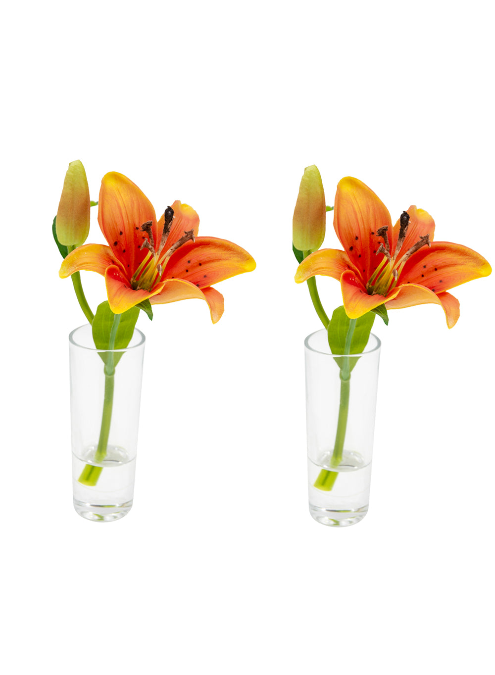 Faux Lily & Bud in Clear Shot Glass, Set of 2, in 3 Colors