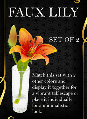 Faux Lily & Bud in Clear Shot Glass, Set of 2, in 3 Colors
