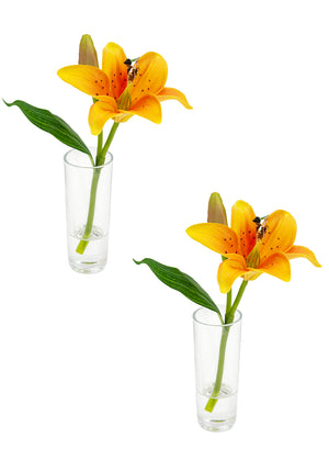 Faux Lily & Bud in Clear Shot Glass, Set of 2, in 3 Colors
