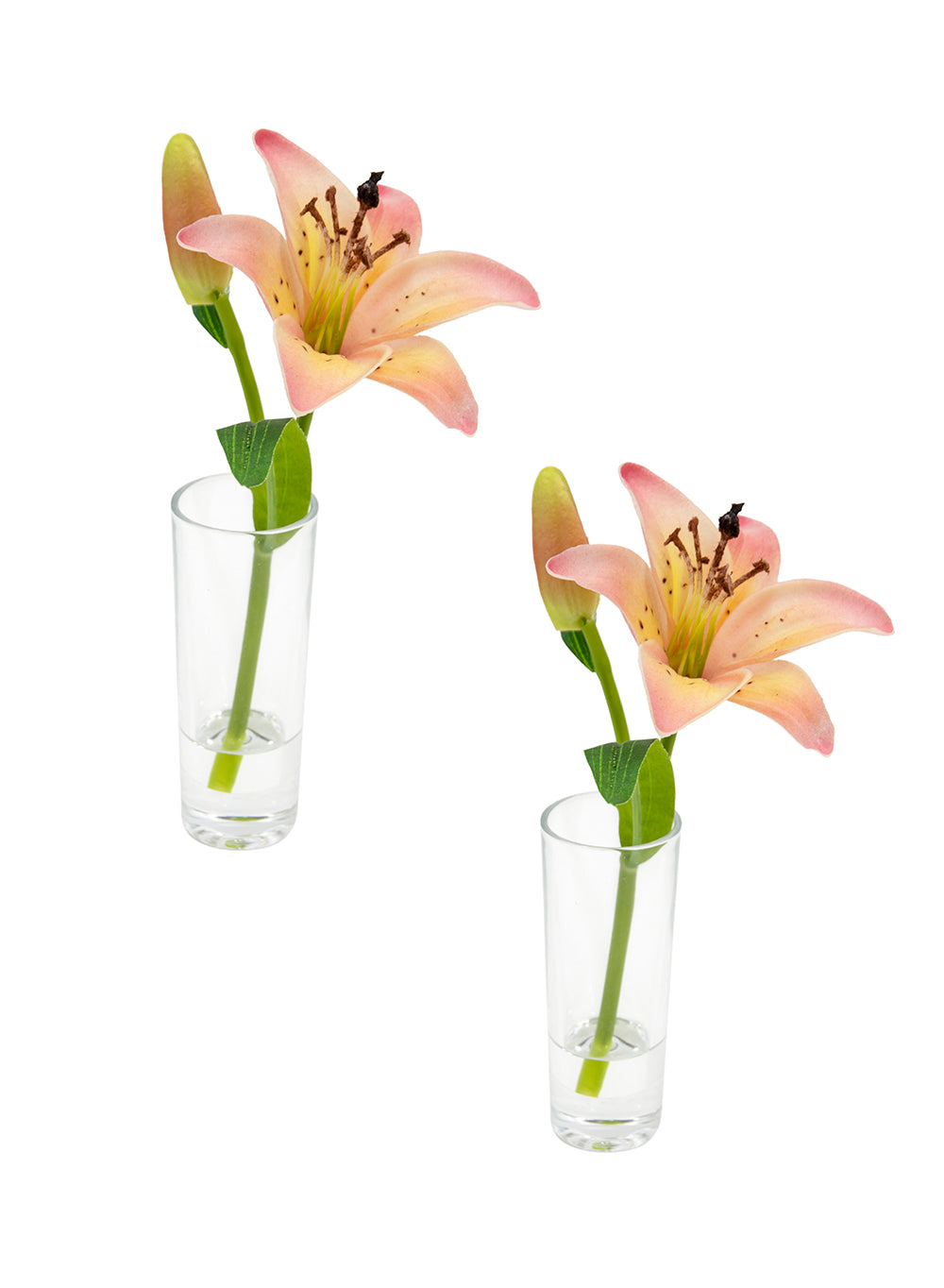 Faux Lily & Bud in Clear Shot Glass, Set of 2, in 3 Colors