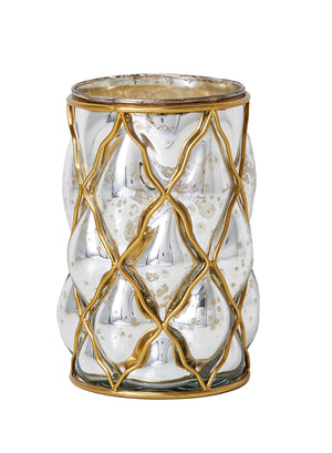 Serene Spaces Living Gold and Silver Mercury Glass Finish Vase, Ideal for Weddings and Parties, 2 Sizes Available