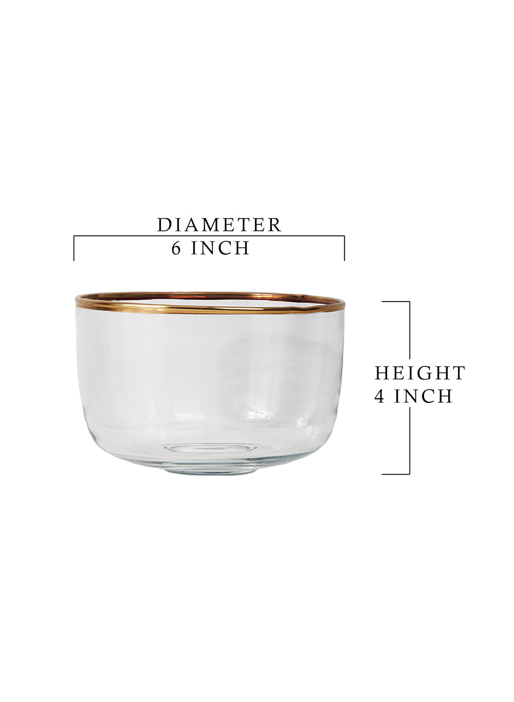 Gold Rimmed Clear Glass Bowl, in 2 Sizes