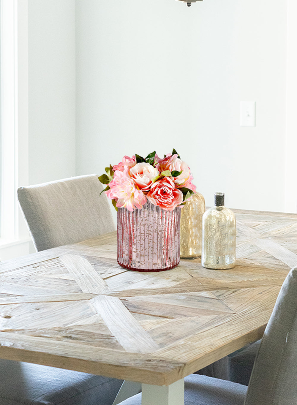 Antique Pink Glass Cylinders, in 6 Designs