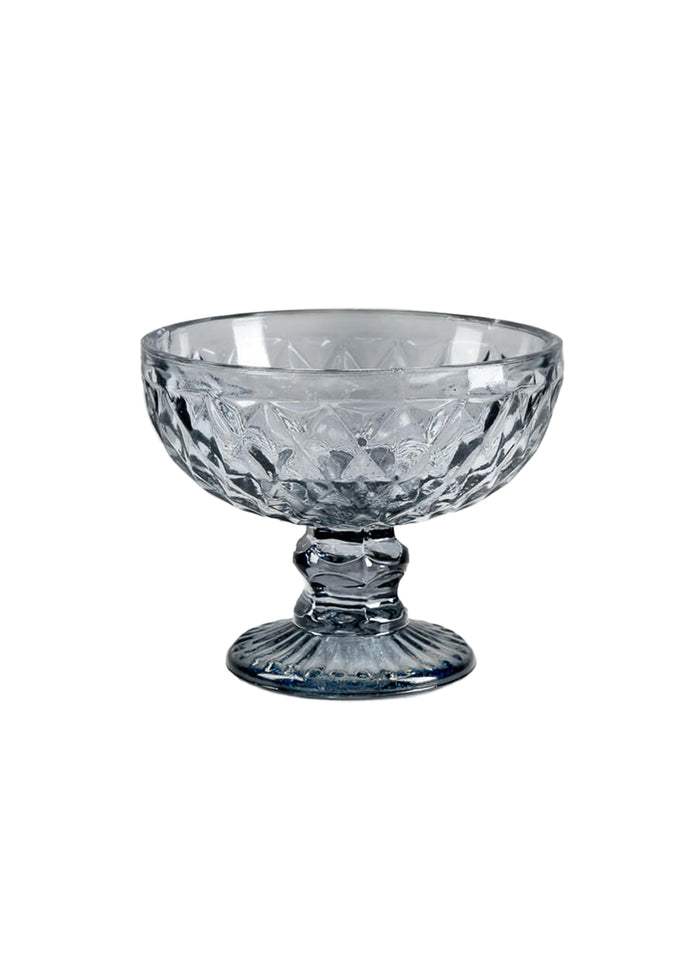 Embossed Glass Pedestal Compote, 5" Diameter & 4" Tall