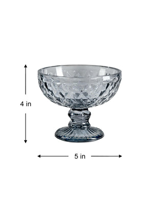 Embossed Glass Pedestal Compote, 5" Diameter & 4" Tall