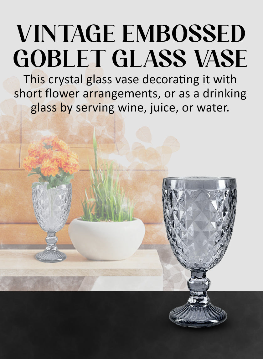 Embossed Goblet Glass Vase, Sold Individually & in Set of 12