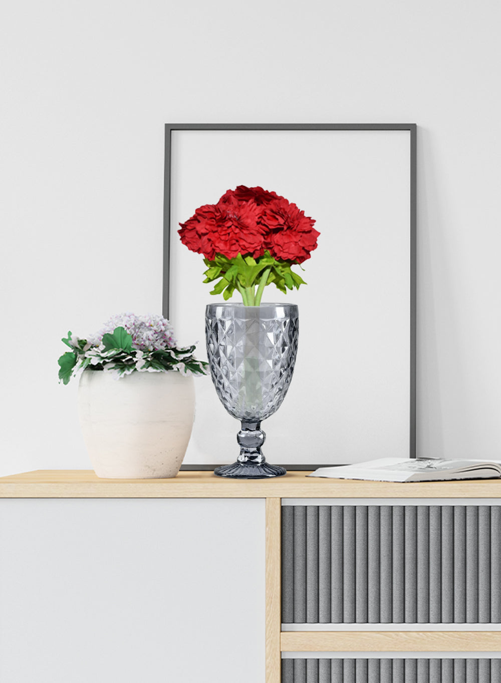 Embossed Goblet Glass Vase, Sold Individually & in Set of 12