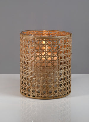 Rattan Cane Wrapped Glass Hurricane, in 2 Sizes
