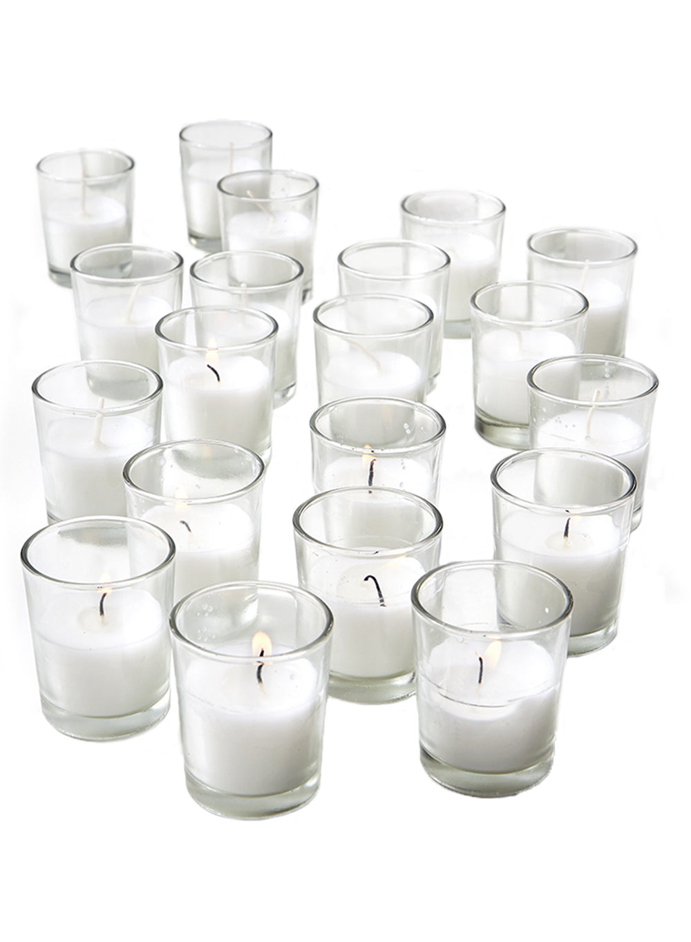 Serene Spaces Living Set of 20 Prefilled White Votives, 2" Diameter & 2.5" Tall