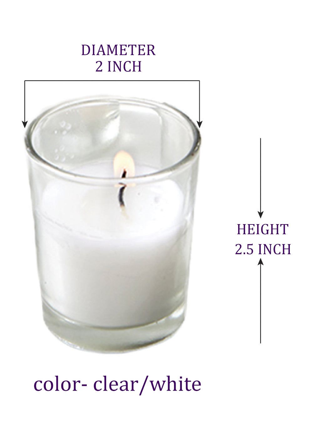 Serene Spaces Living Set of 20 Prefilled White Votives, 2" Diameter & 2.5" Tall