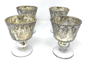 Antique Silver Coupe Candleholder, Set Of 4