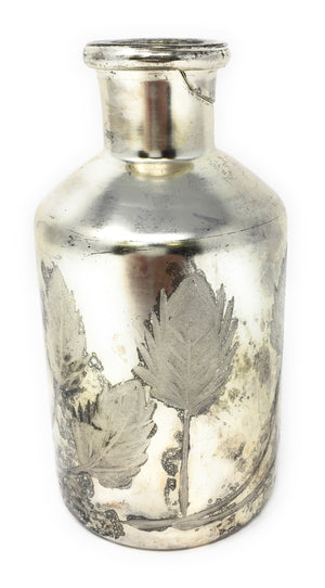 Mercury Glass Etched Bottle Vases