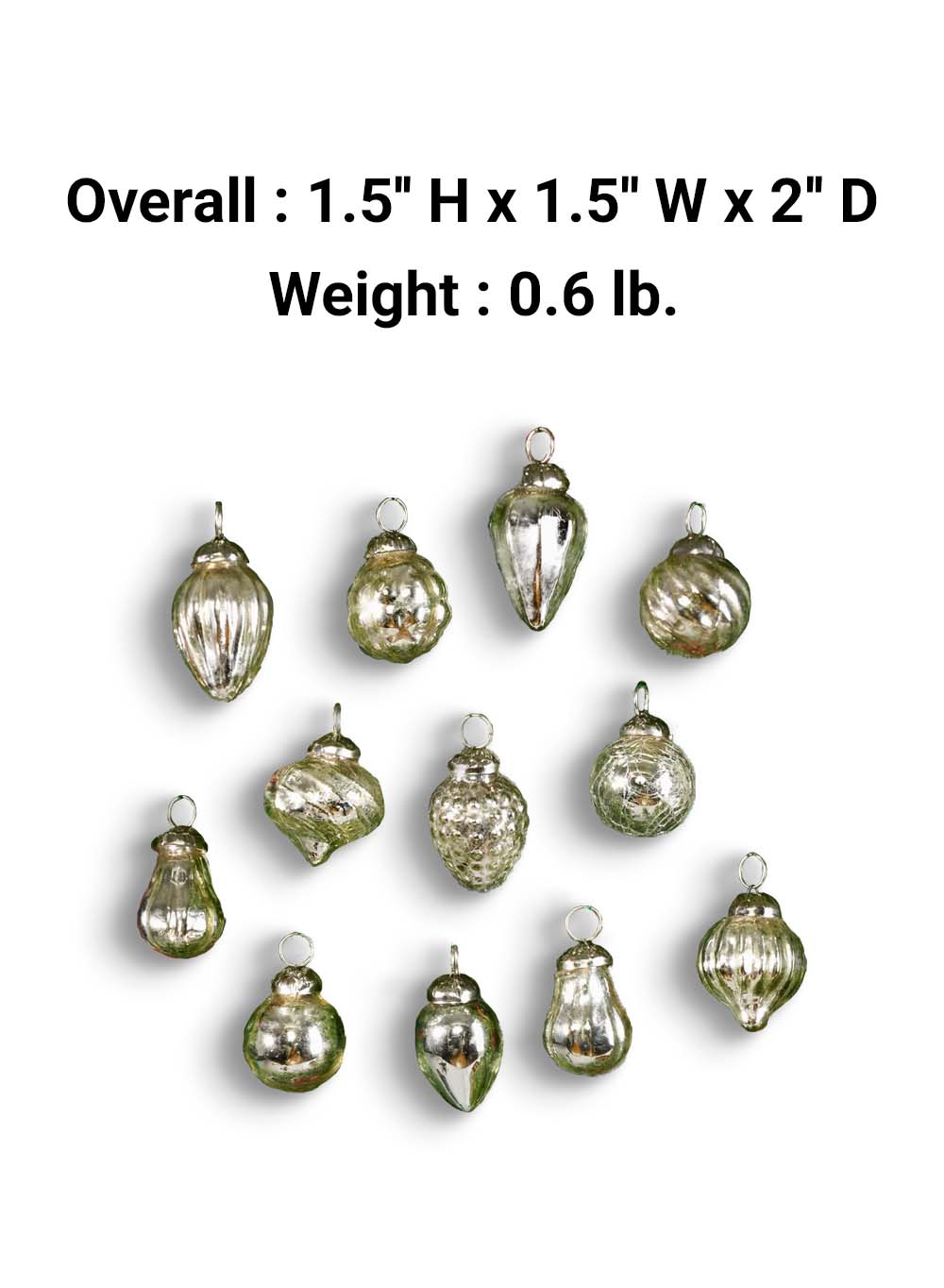 Mini Mercury Glass Ornaments, in 3 Colors