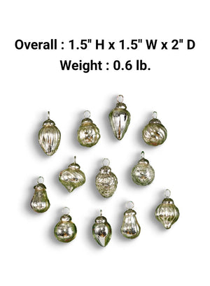 Mini Mercury Glass Ornaments, in 3 Colors, Set of 12
