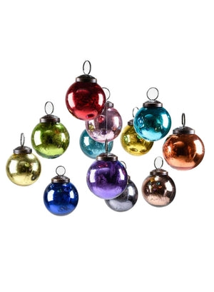 Multicolor Glass Ball Ornaments, 2" Diameter, Set of 12