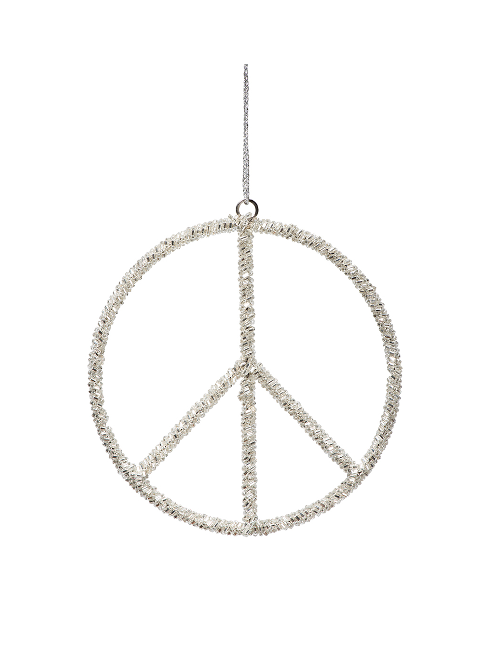 5" Silver Peace Sign Ornament, Set of 6