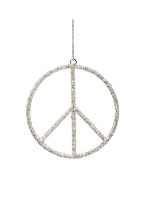 5" Silver Peace Sign Ornament, Set of 6