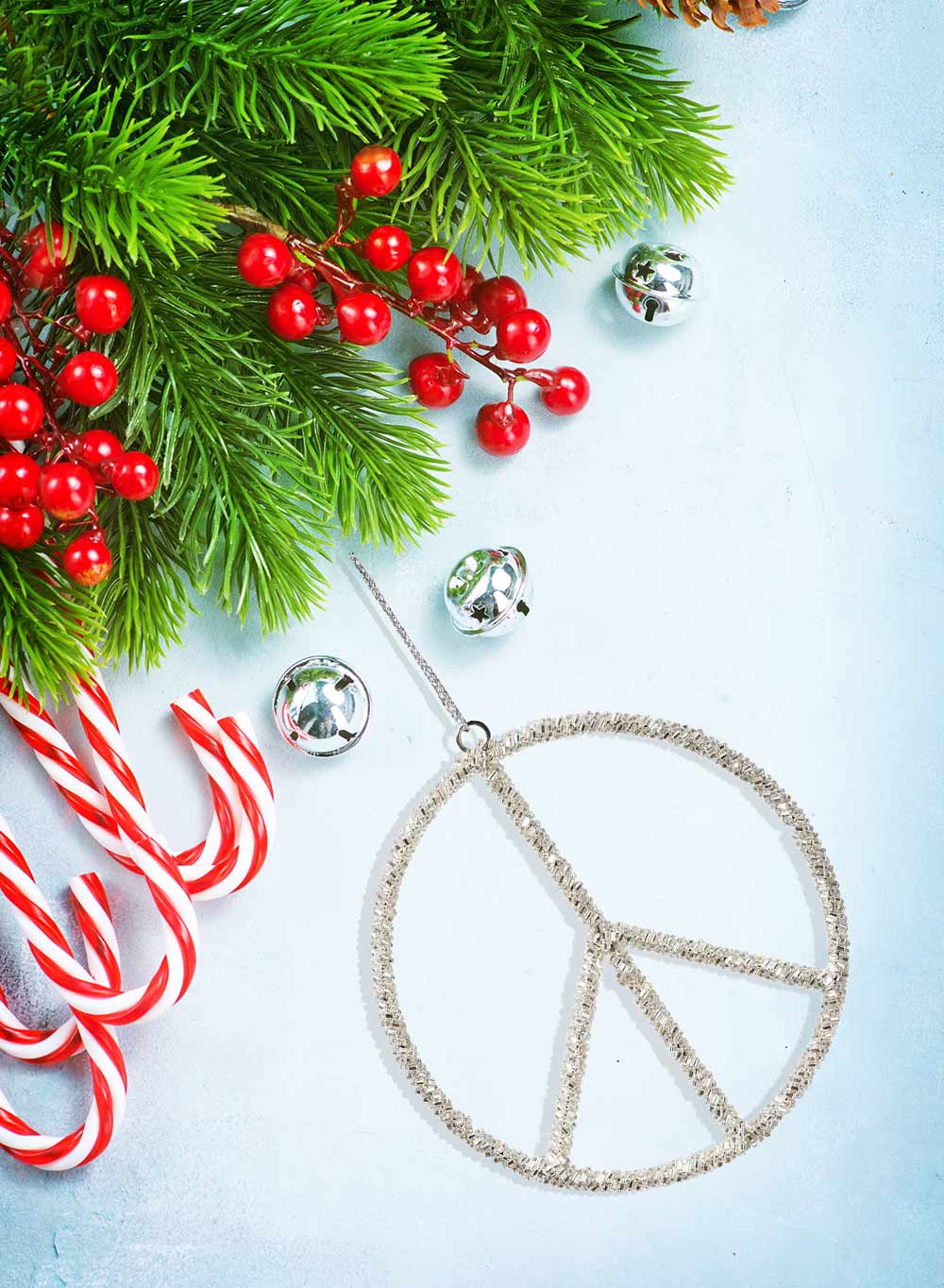 Set of 6 Silver Hanging Peace Sign Ornaments | Hanging Ornaments ...