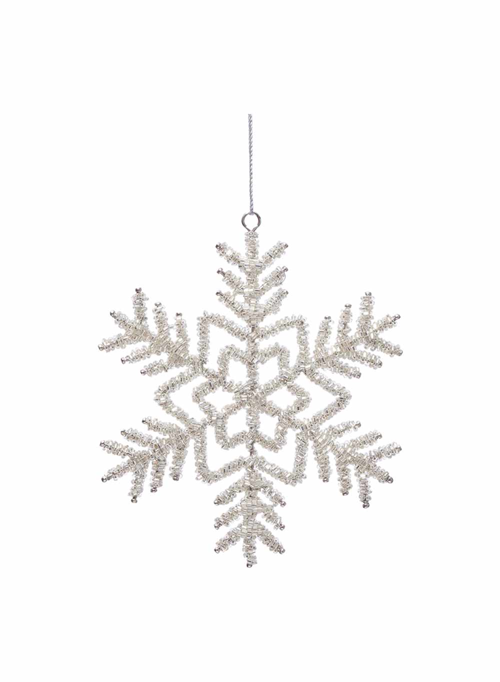 Serene Spaces Living Set of 6 Glitter Snowflake Ornaments, Available in 2 Colors