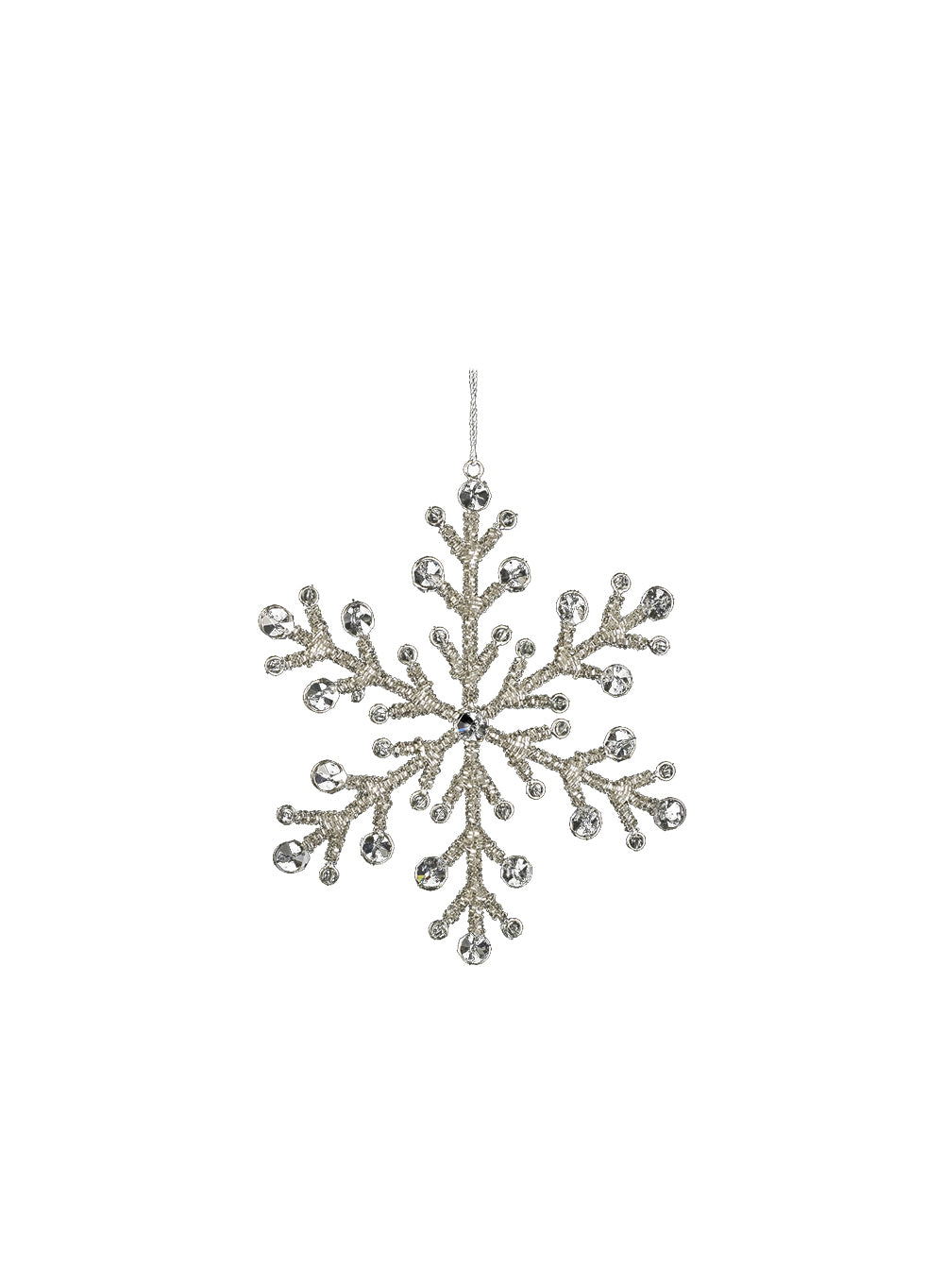 9" Glass Bead Snow Flake Ornament, Set of 6