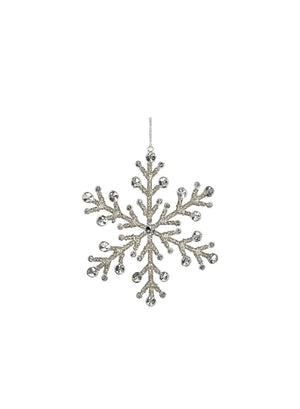 9" Glass Bead Snow Flake Ornament, Set of 6