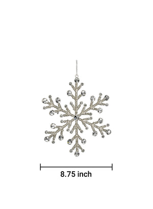 9" Glass Bead Snow Flake Ornament, Set of 6