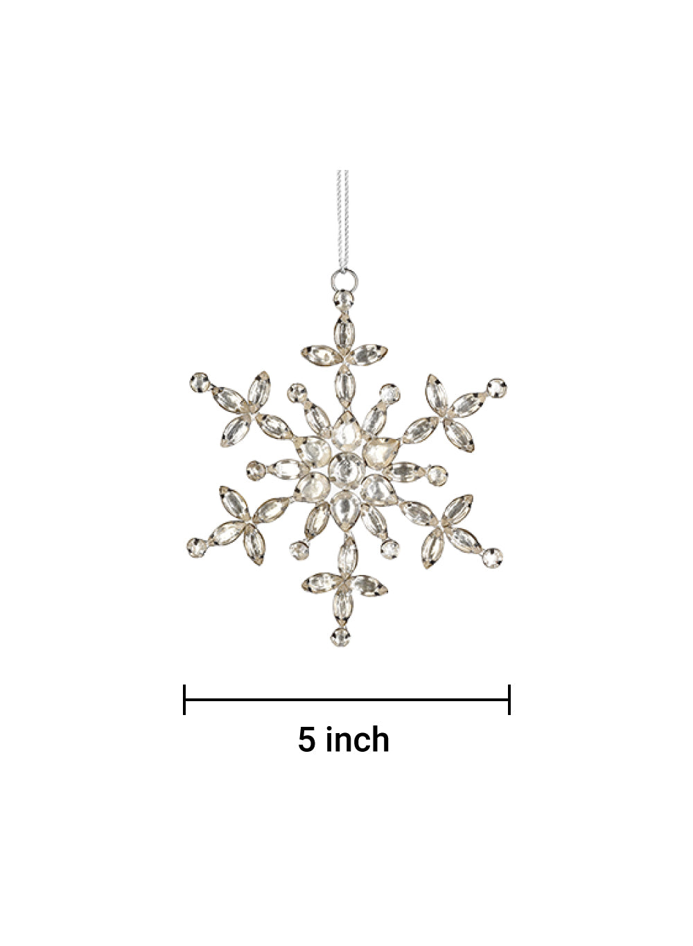 5" Rhinestone Snow Flake Ornament, Set of 6