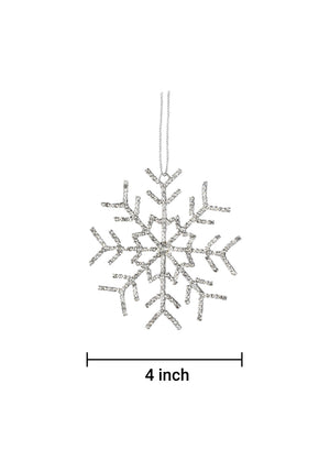 4" Rhinestone Snow Flake Ornament, Set of 6