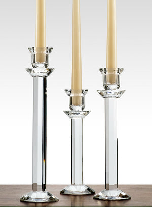 Serene Spaces Living Modern Cut Stem Crystal Candle Stick, Crystal Decor, 3 Sizes