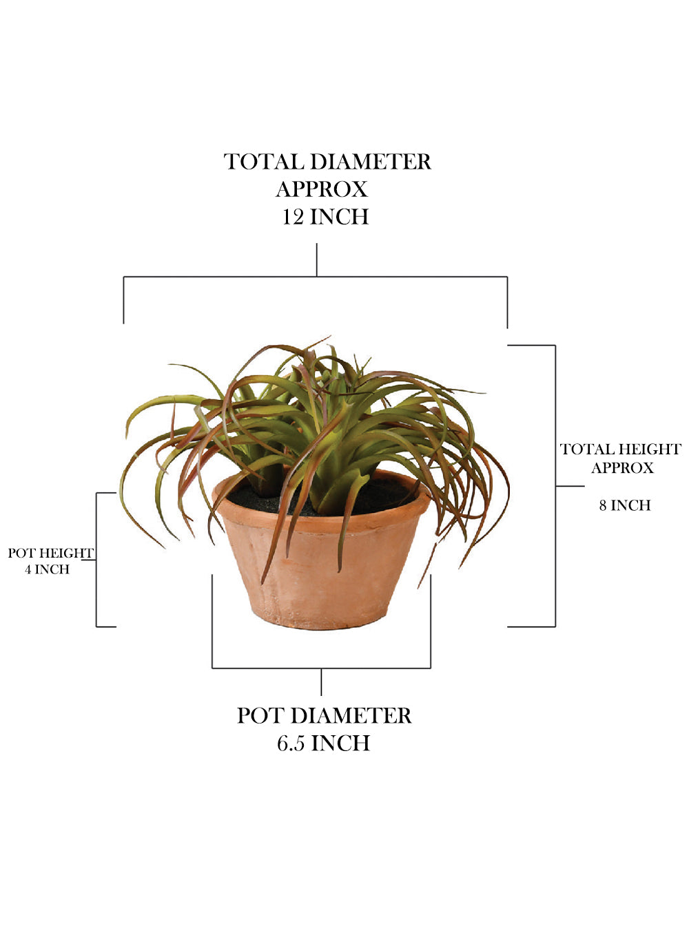 Faux Tillandsia in A Pot, 12" Diameter & 8" Tall