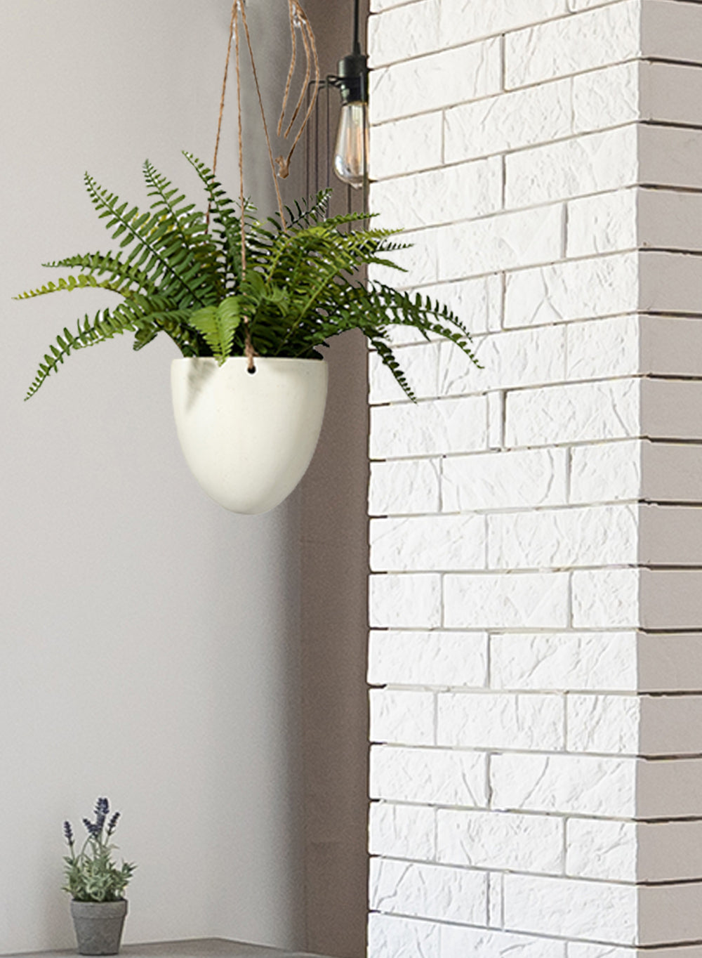 Faux Boston Fern in Hanging Pot - in 2 Sizes