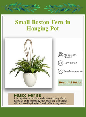 Faux Boston Fern in Hanging Pot - in 2 Sizes