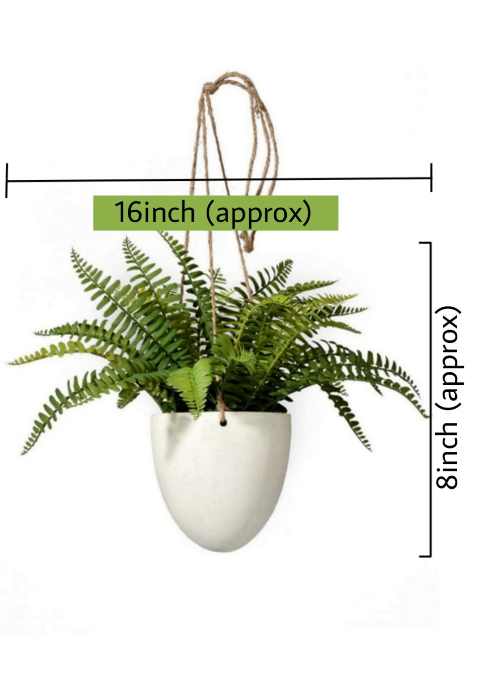 Faux Boston Fern in Hanging Pot - in 2 Sizes