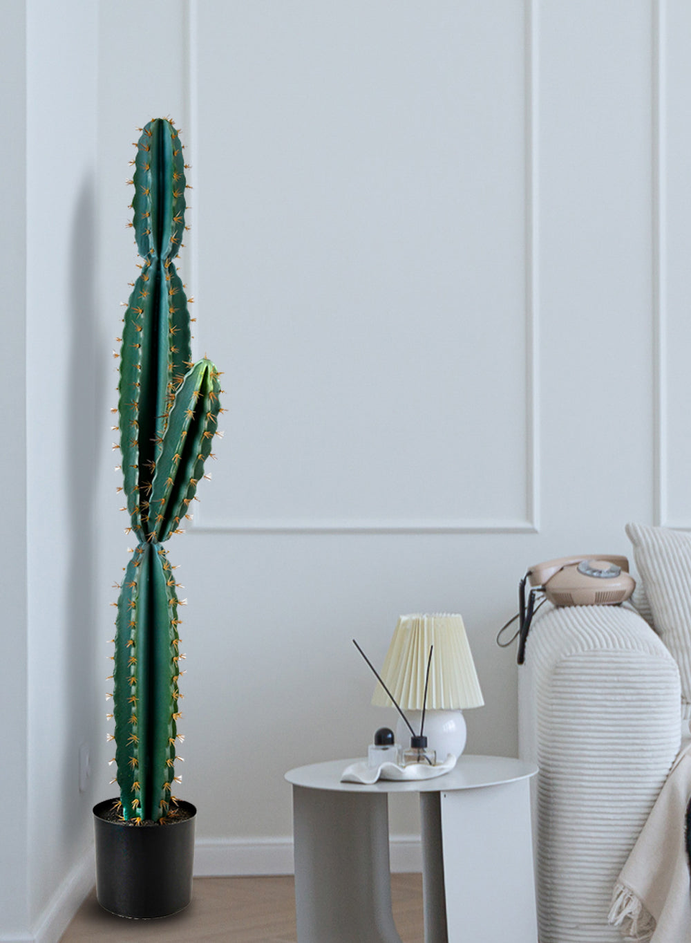 Faux Potted Cactus Plant, 10.5" Diameter & 51" Tall