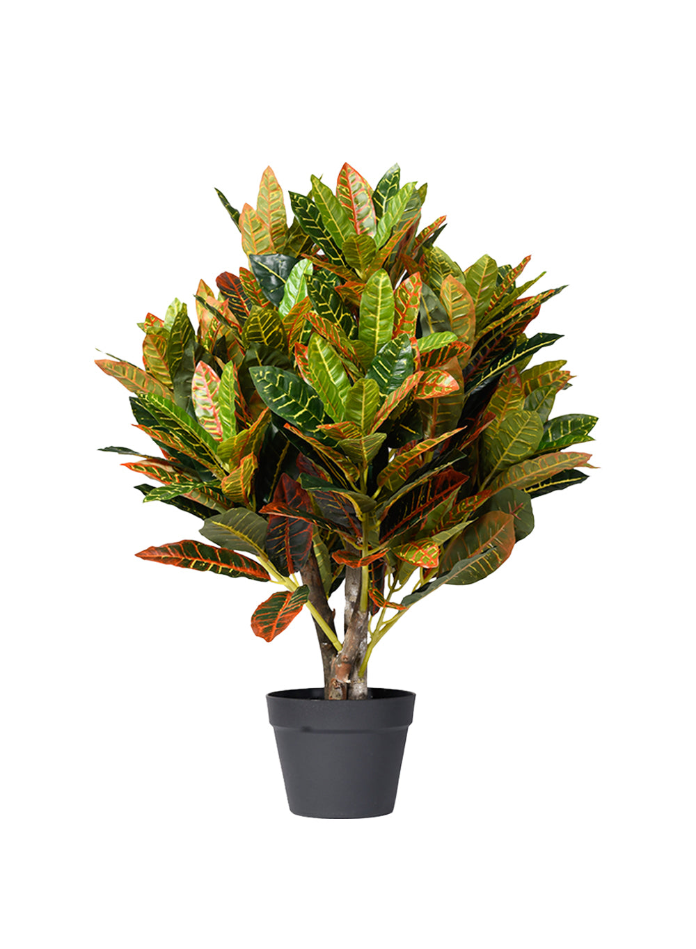 Artificial Croton Plant in Classic Black Pot, 26" Diameter & 31" Tall