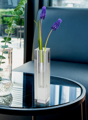 Serene Spaces Living Modern Crystal Square Bud Vase for Flowers, 3 Size Options