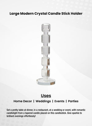 Serene Spaces Living Modern Crystal Candle Stick Holder, In 2 Sizes