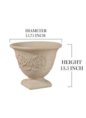 Vintage White Stone-Textured Urn Planter, in 2 Designs