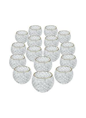 Gold Rim Diamond Glass Candle Holder, In 2 Set of 4 & 48