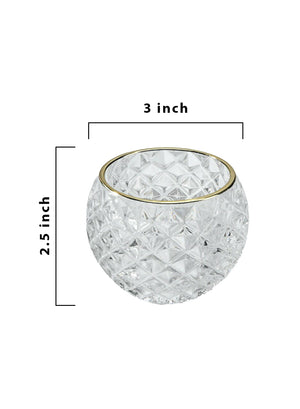 Gold Rim Diamond Glass Candle Holder, In 2 Set of 4 & 48