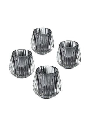 Optical Glass Candle Holder, Set of 4, in 3 Colors